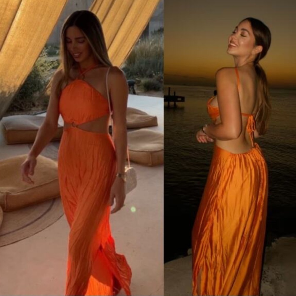 Baobab Collection Backless Orange Cutout Maxi Dress - Picture 3 of 9